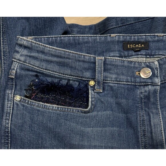 Escada Women’s Bootcut Jeans Embellished 40/10 30-31x34 Vintage - Picture 12 of 16